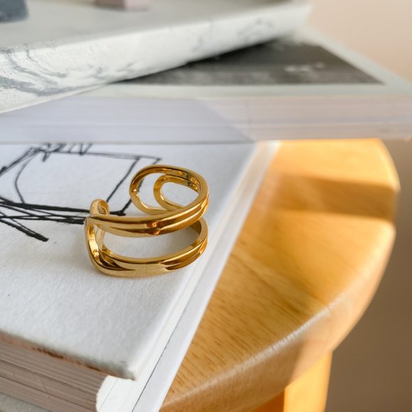 GOLD OPEN SLIT STACKING RING - Picture 1 of 7